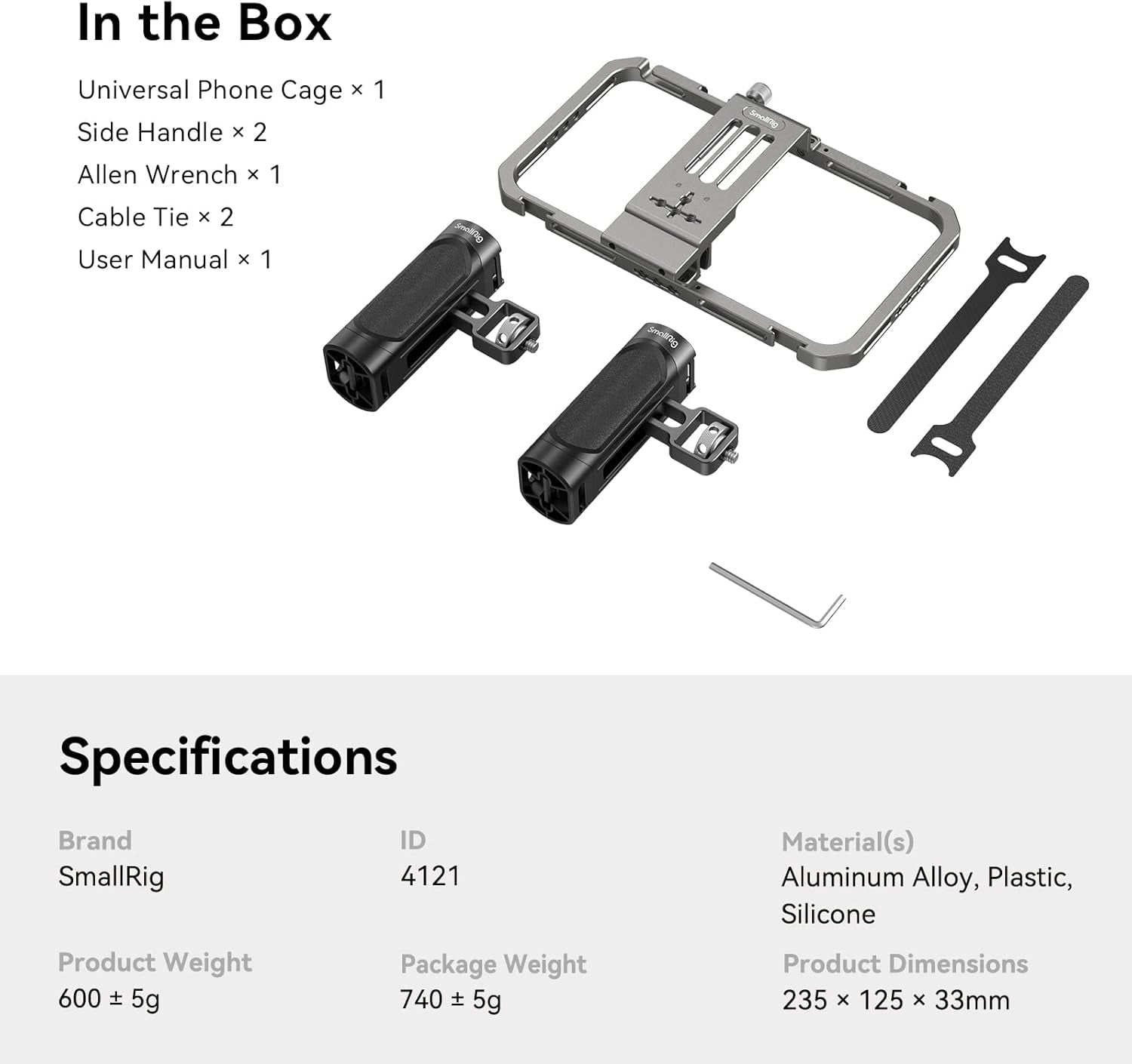 Smallrig Universal Phone Cage, Smartphone Video Rig Kit with Handles, Handheld Filmmaking Vlogging Case Stabilizer for Videomaker, for Iphone for Samsung for Pixel and Other Android Phones - 4121