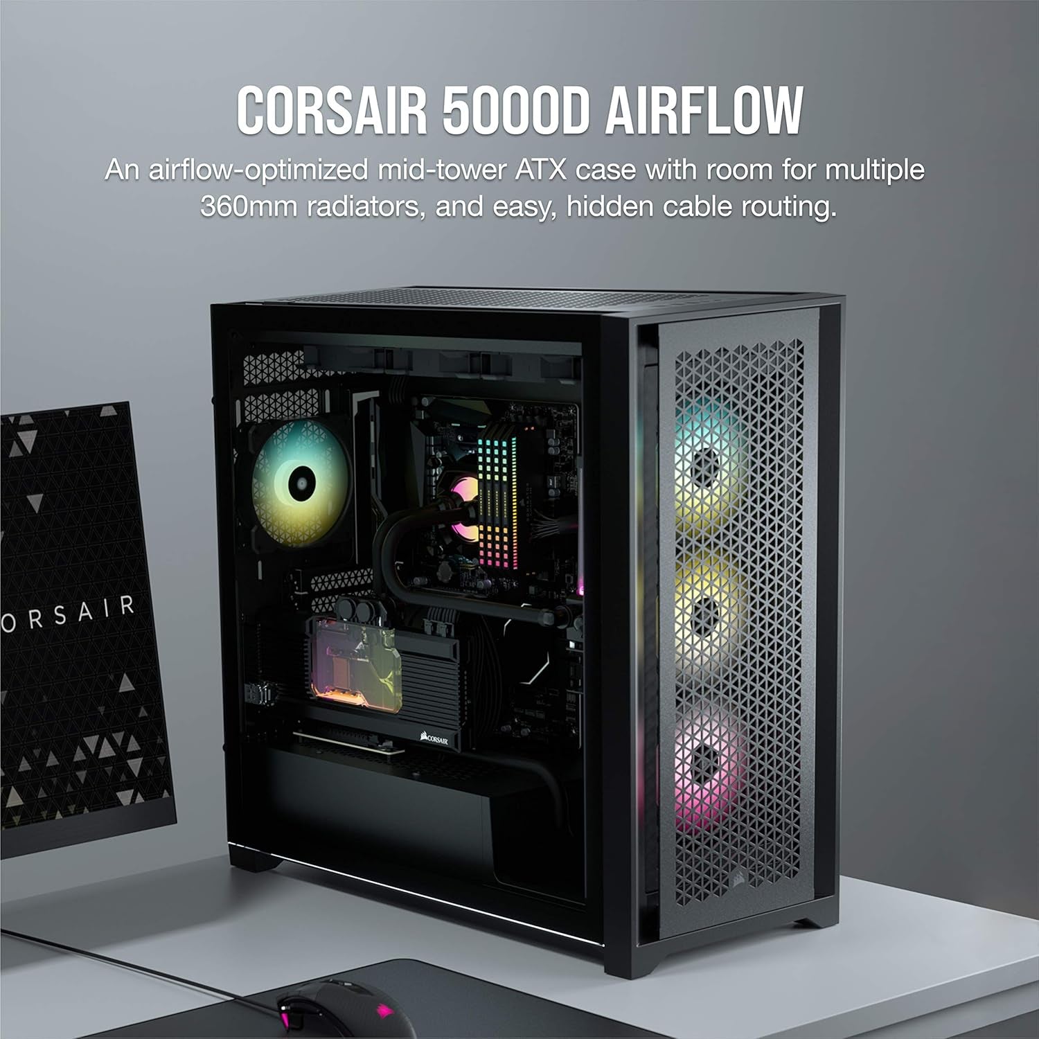 Corsair 5000D Airflow Tempered Glass Mid-Tower ATX PC Case - Black