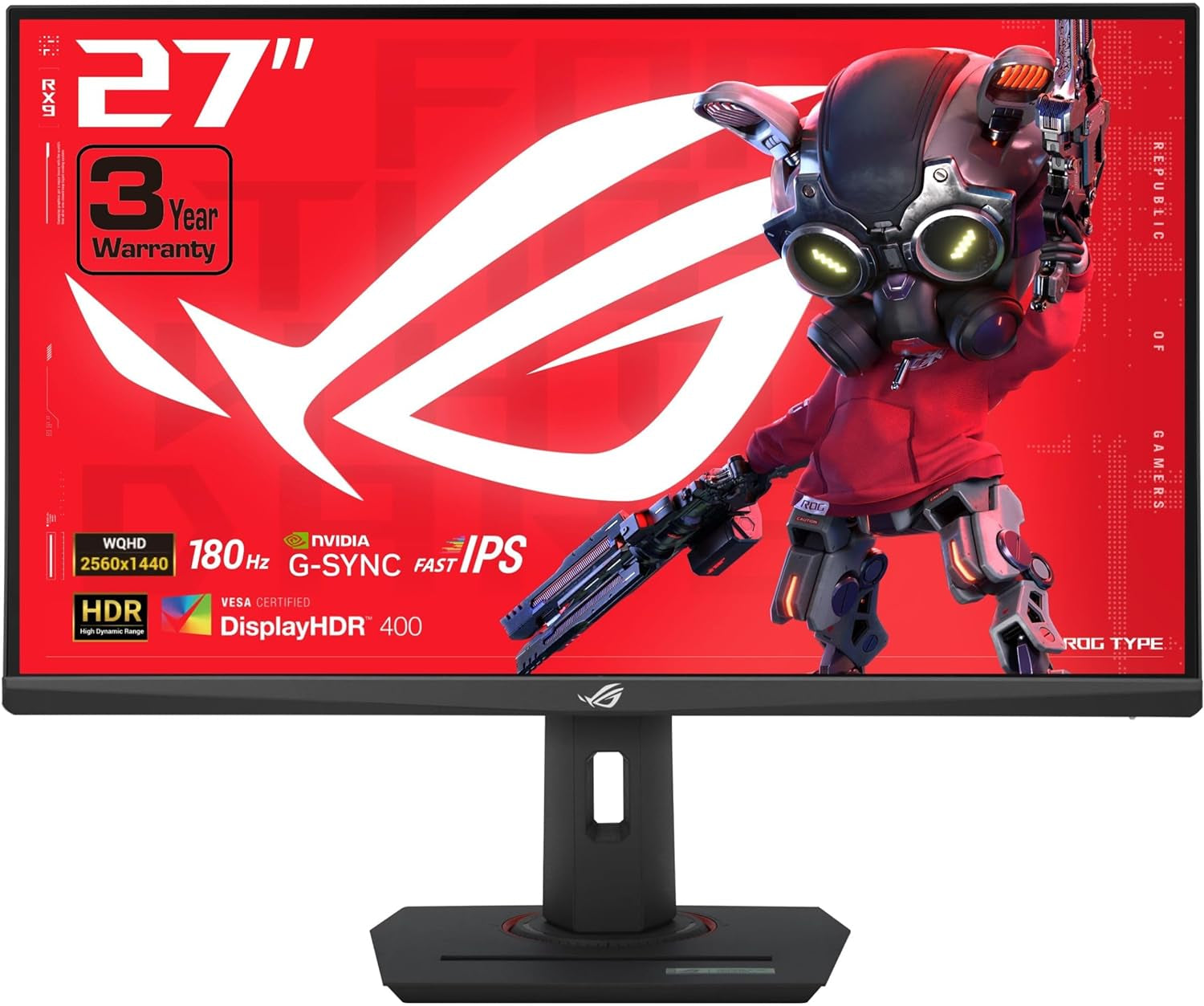 ASUS ROG Strix 27” QHD (2560X1440) HDR400 USB-C Gaming Monitor (XG27ACS), 180Hz,1Ms, Fast IPS, 133% Srgb, Extreme Low Motion Blur Sync, G-Sync Compatible, Displaywidget, Tripod Socket, 3 Year Warranty