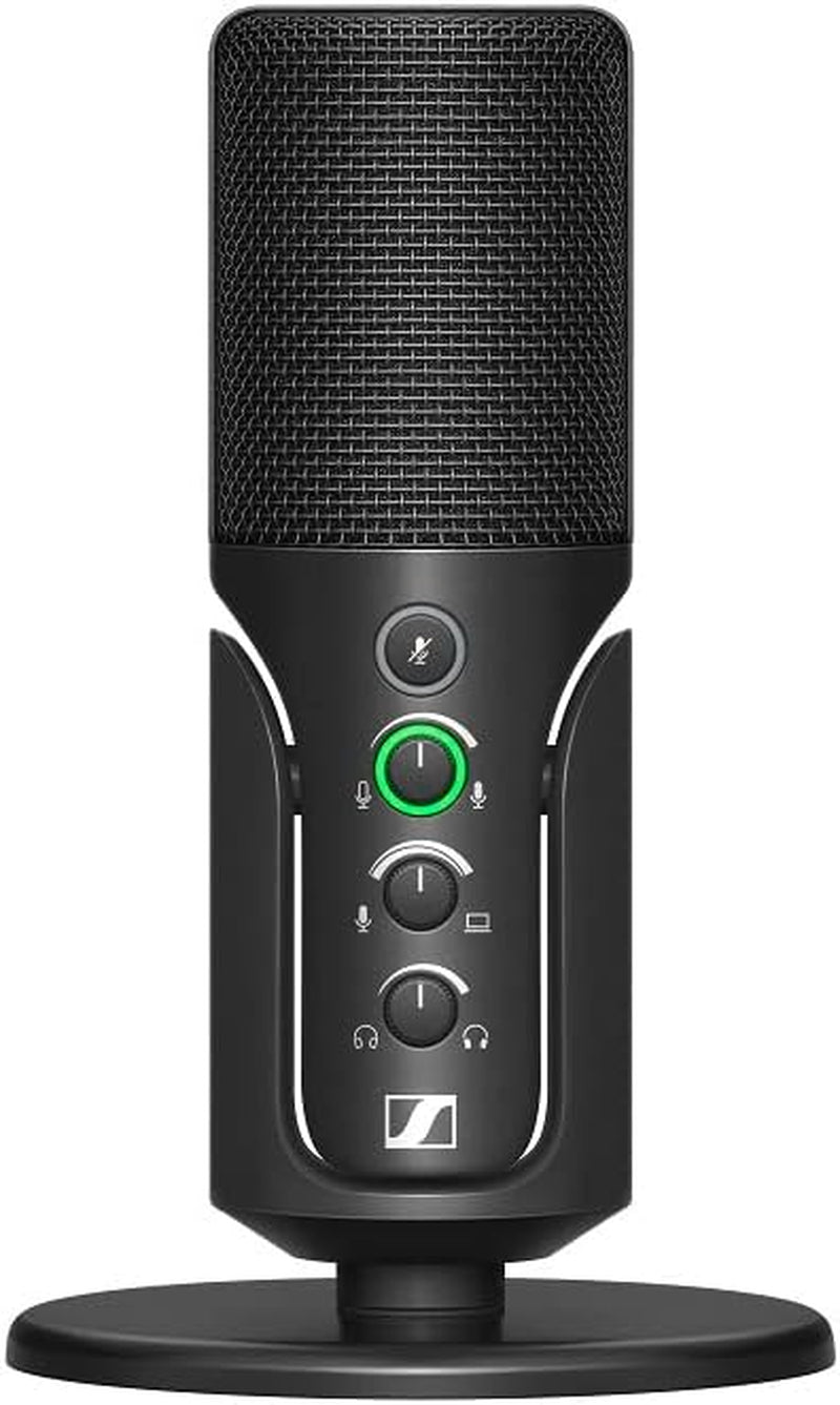 SENNHEISER Professional Profile - USB Cardioid Condenser Microphone & Table Stand, 1.2 M USB-C Cable - Mute Button, Built-In Headphone Jack, Gain, Mix & Volume Control, for PC & Mac,Black