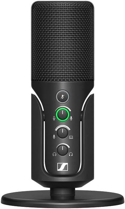 SENNHEISER Professional Profile - USB Cardioid Condenser Microphone & Table Stand, 1.2 M USB-C Cable - Mute Button, Built-In Headphone Jack, Gain, Mix & Volume Control, for PC & Mac,Black