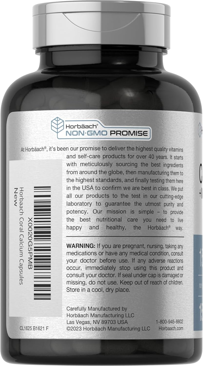 Horbäach Coral Calcium 1500Mg 150 Capsules | plus Magnesium | Non-Gmo, Gluten Free Supplement