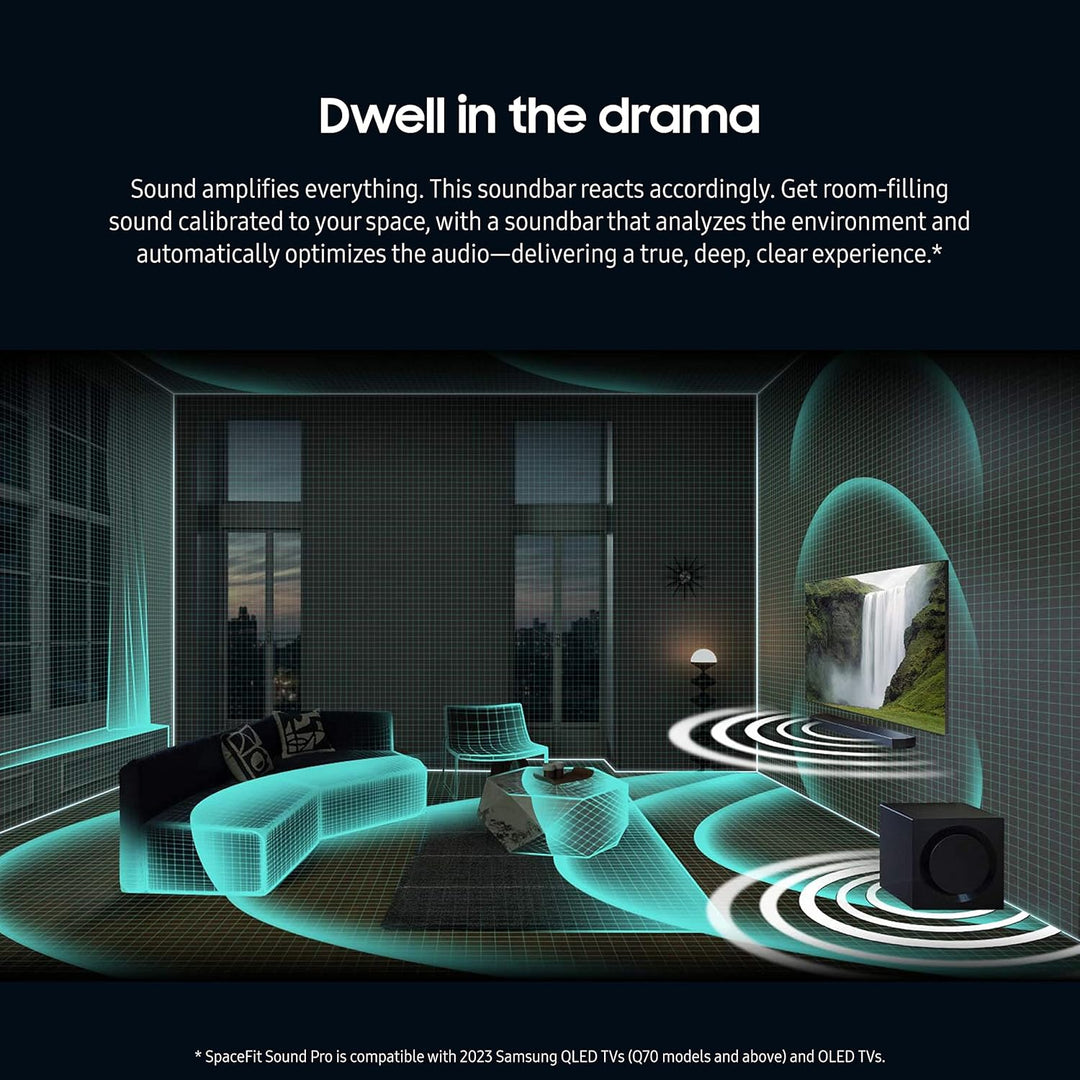 SAMSUNG HW-Q990C 11.1.4Ch Soundbar W/ Wireless Dolby Audio, Rear Speakers Included W/ Q-Symphony, Spacefit Sound Pro, Adaptive Sound, Game Mode Pro, Airplay 2, AVA, Alexa Built-In