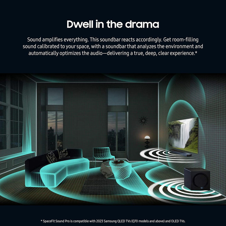 SAMSUNG HW-Q990C 11.1.4Ch Soundbar W/ Wireless Dolby Audio, Rear Speakers Included W/ Q-Symphony, Spacefit Sound Pro, Adaptive Sound, Game Mode Pro, Airplay 2, AVA, Alexa Built-In