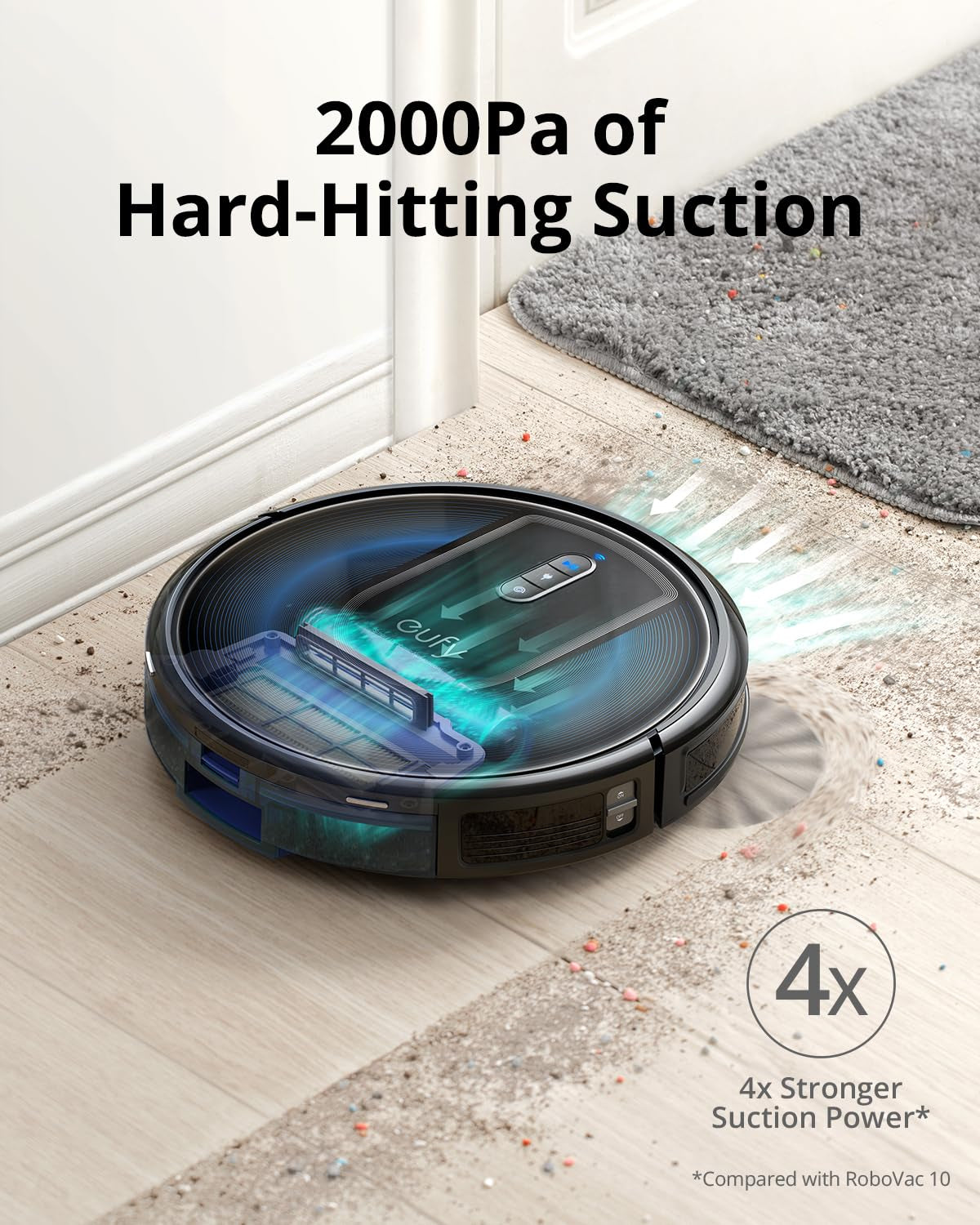 Eufy G30+, Self-Emptying Robot Vacuum, 2,000Pa Suction Power, Wifi Connected, Planned Pathfinding, Ultra-Slim Design, Perfect for Daily Cleaning