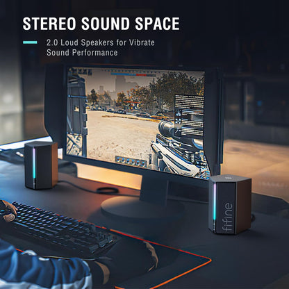 FIFINE Computer Speakers, Desktop PC Speakers with Volume Control, RGB Gaming Loudspeakers Wired with 3.5Mm Aux Audio Cable for Laptop Monitor Phone Tablet-Ampligame A20