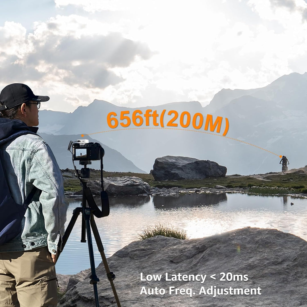 COMICA Boomx-D2 Wireless Lavalier Microphone, 2.4G Dual Lapel Mic with 2 Transmitters, Noise Cancellation, 656Ft Range, Compatible with Iphone, Android, Camera, for Youtube Video Recording Streaming