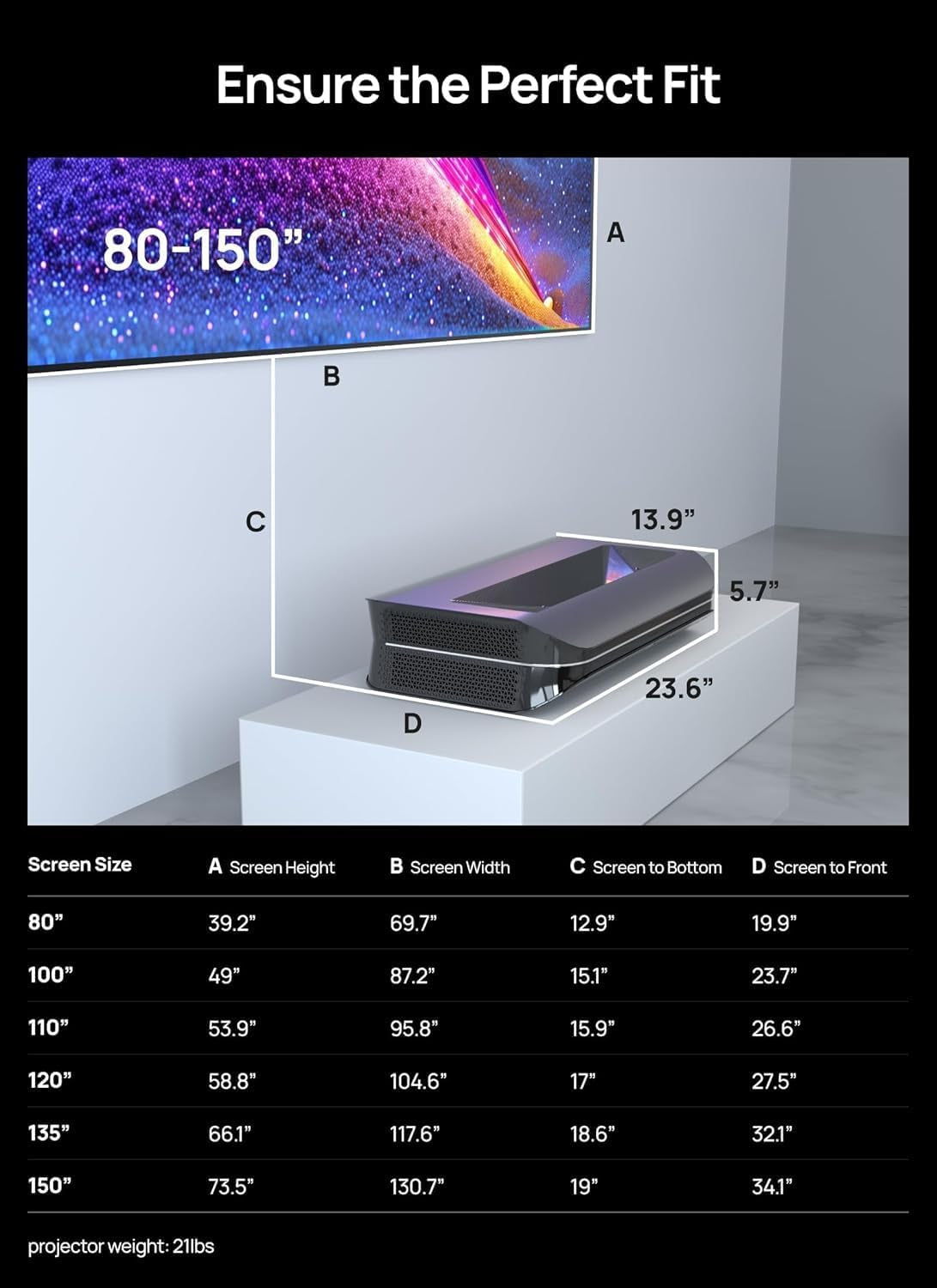 AWOL VISION LTV-3000 Pro 4K 3D Ultra Short Throw Triple Laser Projector, Dolby Vision & Atmos, HDR10+, 150" UST Laser TV Home Theater Projector