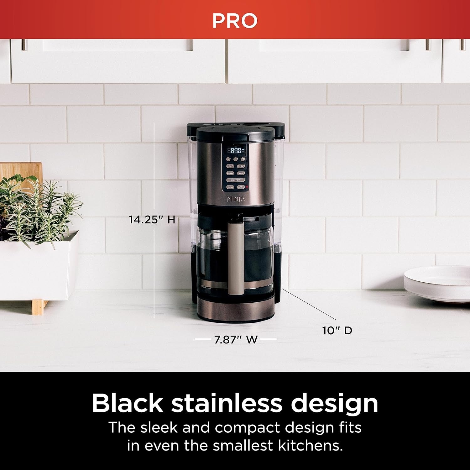 Ninja Programmable XL 14-Cup Coffee Maker PRO, 14-Cup Glass Carafe, Freshness Timer, with Permanent Filter, Black Stainless Steel, DCM201BK