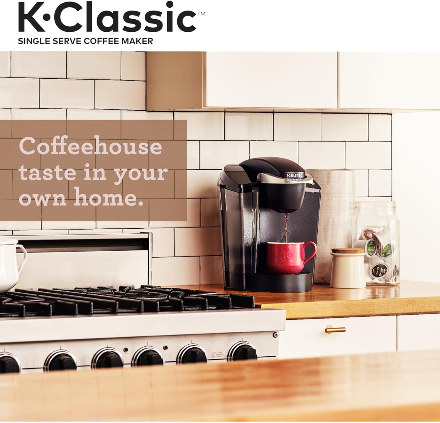Keurig K-Classic Single Serve K-Cup Pod Coffee Maker, with 3 Brew Sizes, 48Oz Removable Reservoir, Black