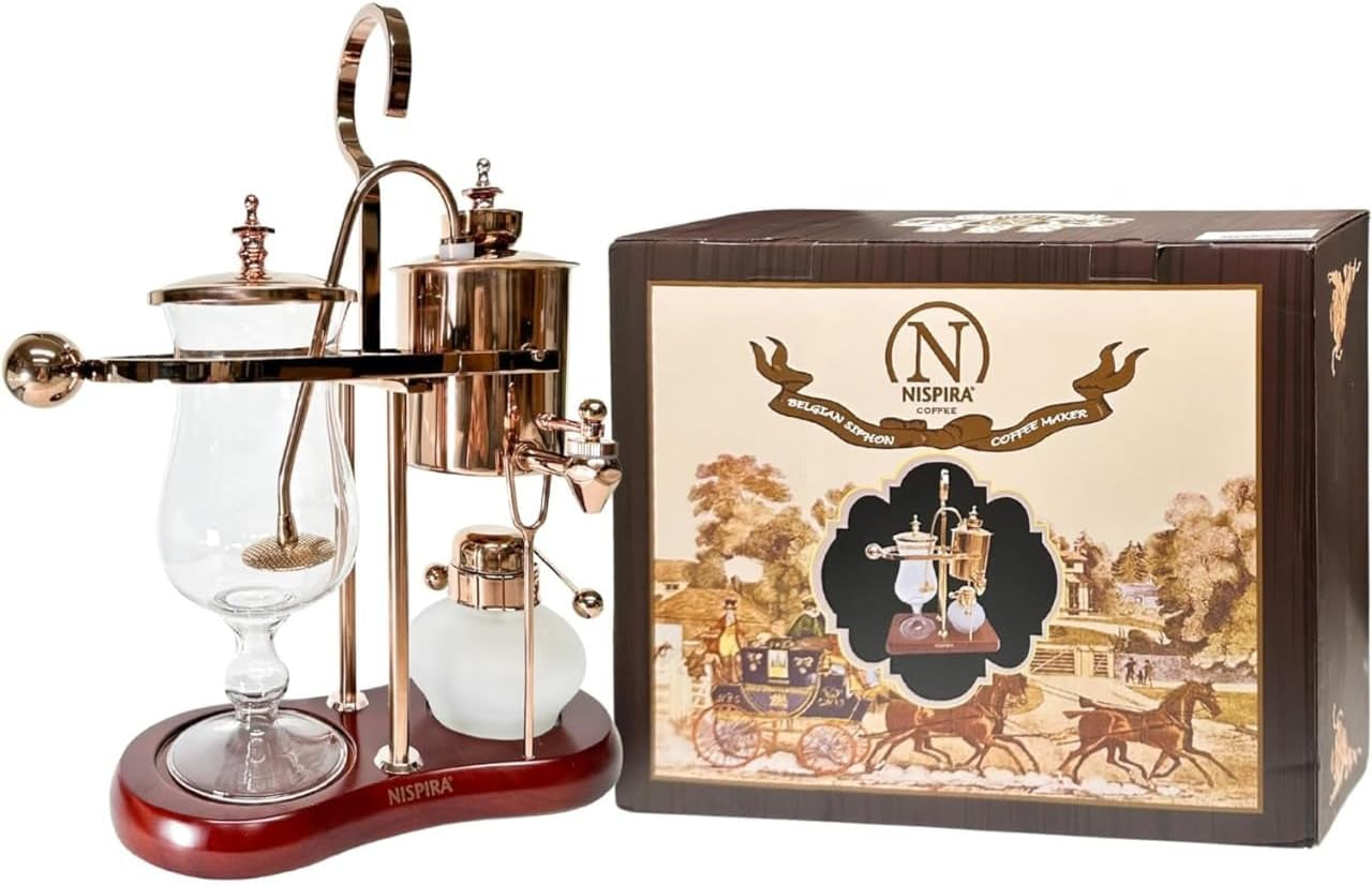 Nispira Belgium Royal Family Balance Syphon Unique Gravity Vintage Coffee Maker Vacuum Brewing System Copper 500 Ml