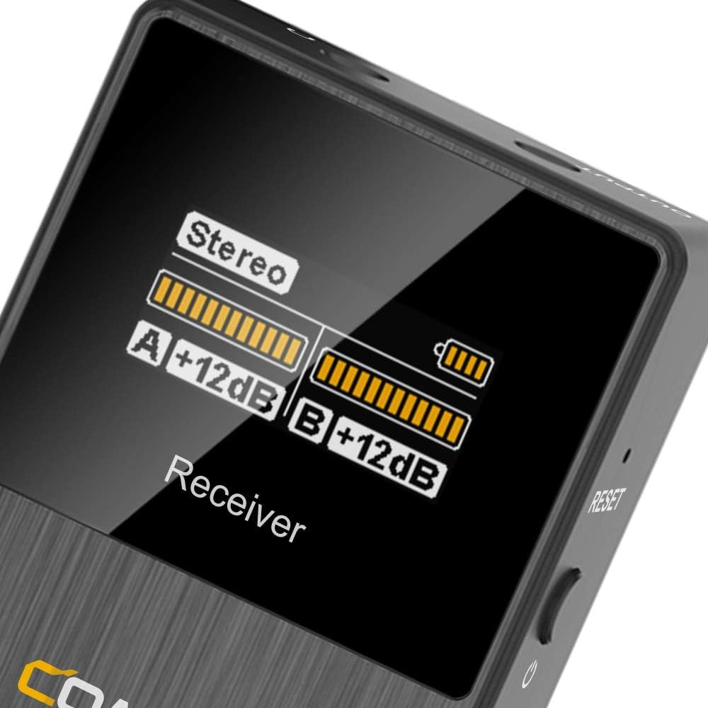 COMICA Boomx-D2 Wireless Lavalier Microphone, 2.4G Dual Lapel Mic with 2 Transmitters, Noise Cancellation, 656Ft Range, Compatible with Iphone, Android, Camera, for Youtube Video Recording Streaming