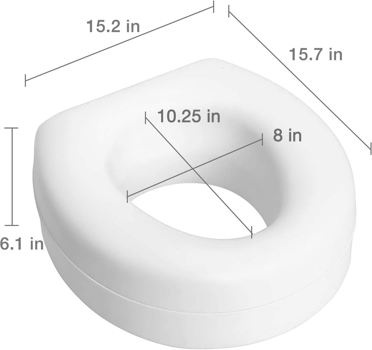 Healthsmart Enhanced Comfort 5" Raised (Round) Toilet Seat Riser | 3 Slip Resistant Pads | FSA/HSA Eligible | Toilet Seat Risers for Seniors | Padded Toilet Seat Elevation | 15.7 X 15.2 X 6.1