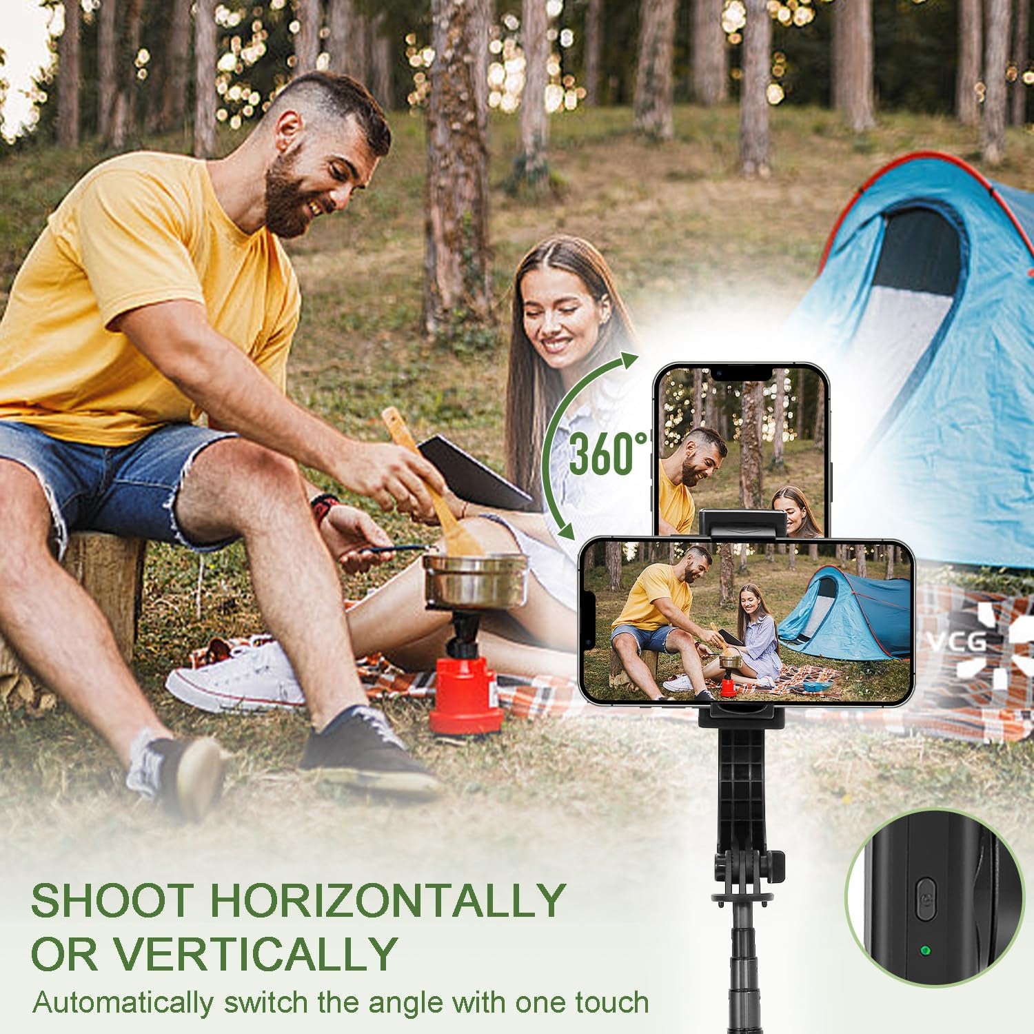 Selfie Stick Gimbal Stabilizer, UPXON 360° Rotation Tripod with Wireless Remote, Portable Phone Holder, Auto Balance 1-Axis Gimbal for Smartphones Tiktok Vlog Youtuber Live Video Record