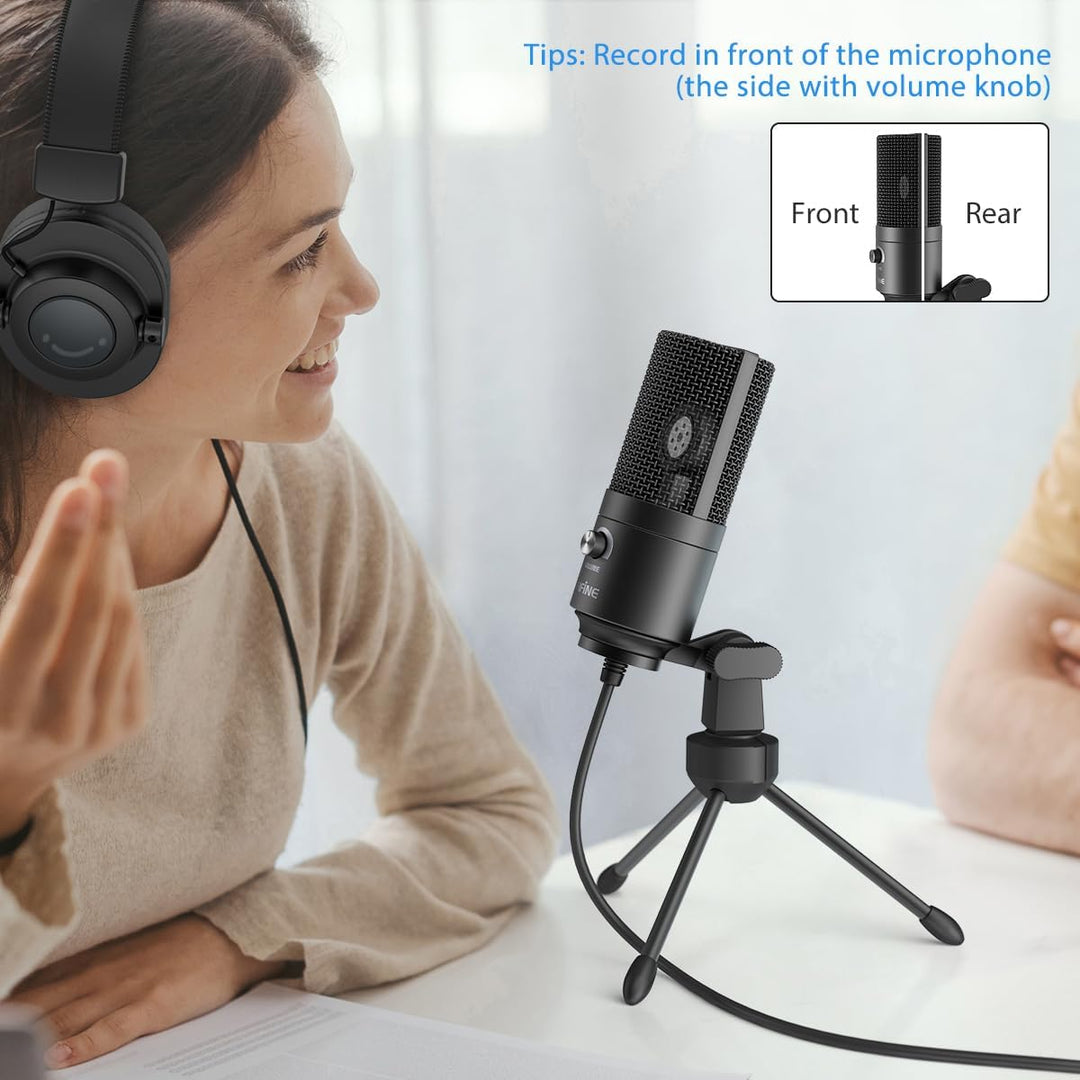 FIFINE USB Microphone, Metal Condenser Recording Microphone for MAC OS, Windows, Cardioid Laptop Mic for Recording Vocals, Voice Overs, Streaming, Meeting and Youtube Videos-K669B