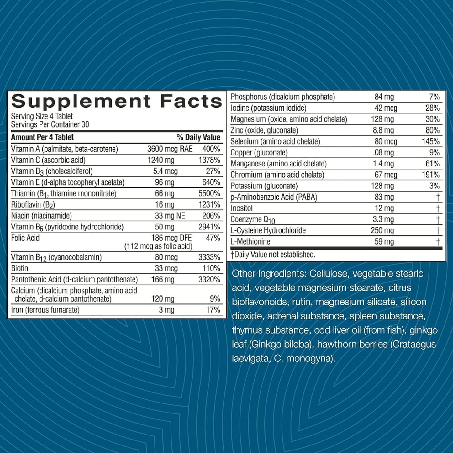 Nature'S Sunshine Mega-Chel, 120 Tablets, Complete Vitamin with Powerful Antioxidants, Herbs, Vitamins, Minerals, and Amino Acids That Support the Circulatory System