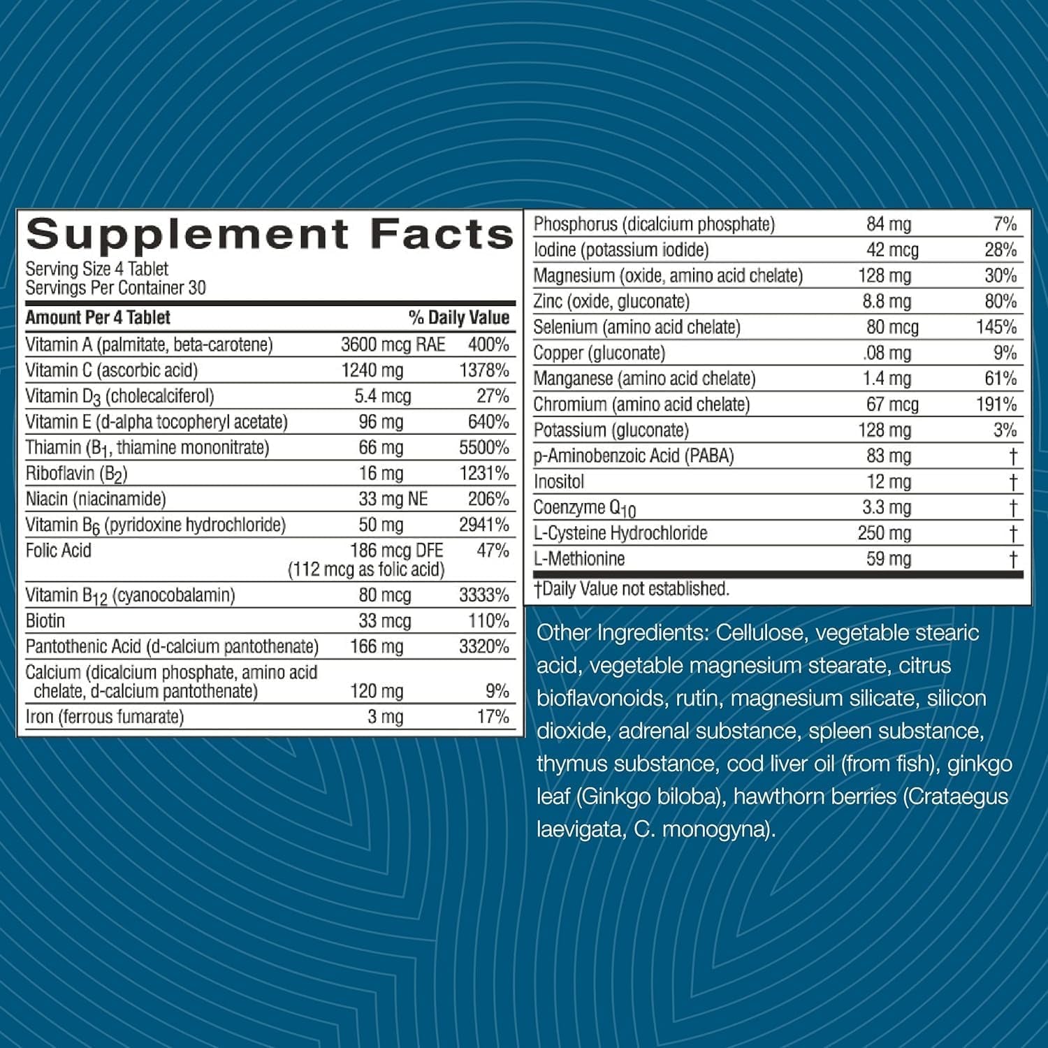 Nature'S Sunshine Mega-Chel, 120 Tablets, Complete Vitamin with Powerful Antioxidants, Herbs, Vitamins, Minerals, and Amino Acids That Support the Circulatory System