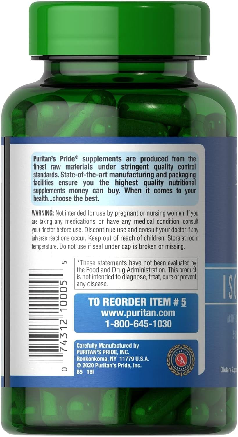 Puritan'S Pride Non-Gmo Soy Isoflavones Capsule 750 Mg, May Help with Hot Flashes in Menopausal Women*, 120 Ct