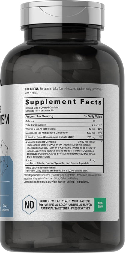 Horbäach Glucosamine Chondroitin MSM | 3600 Mg | 360 Caplets | Advanced Formula with Turmeric | Non-Gmo, Gluten Free