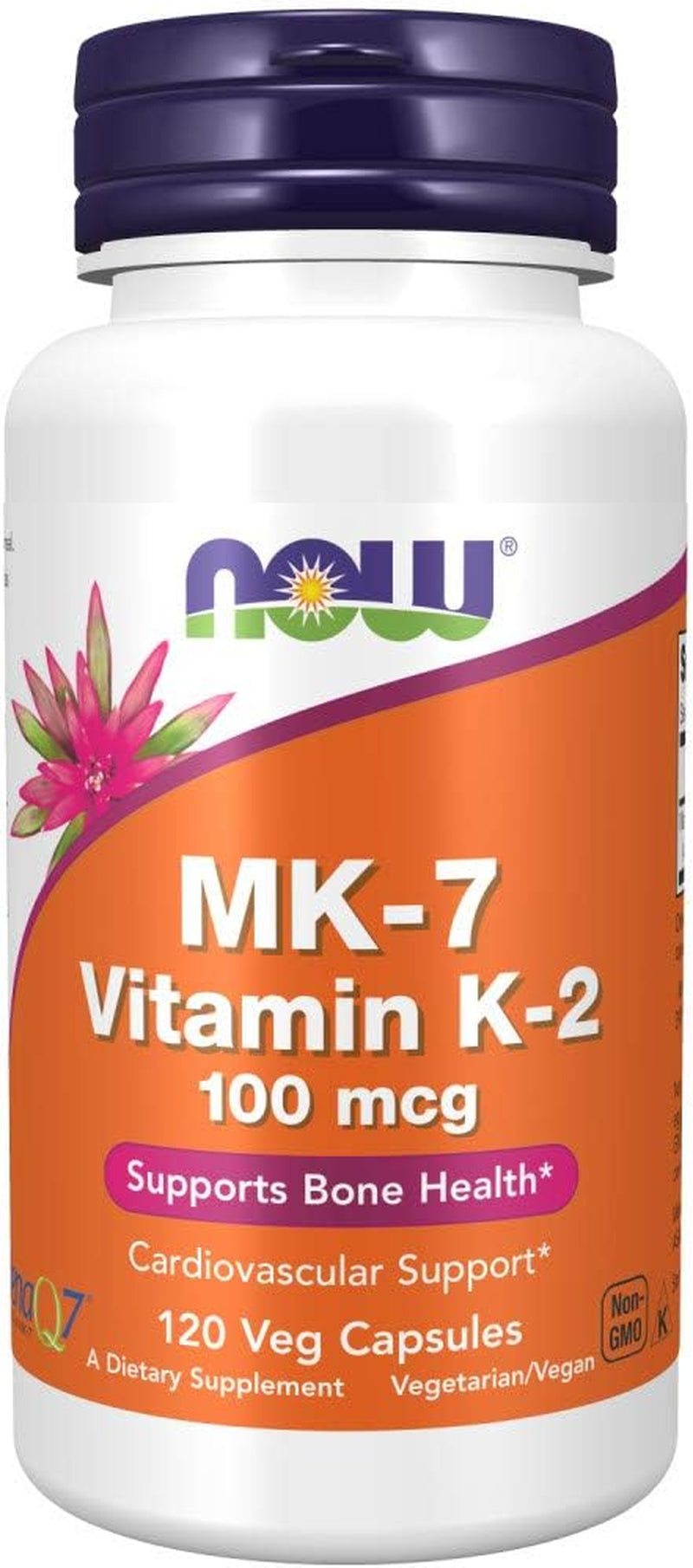 NOW Foods Supplements, MK-7 Vitamin K-2 100 Mcg, Cardiovascular Support*, Supports Bone Health*, 120 Veg Capsules