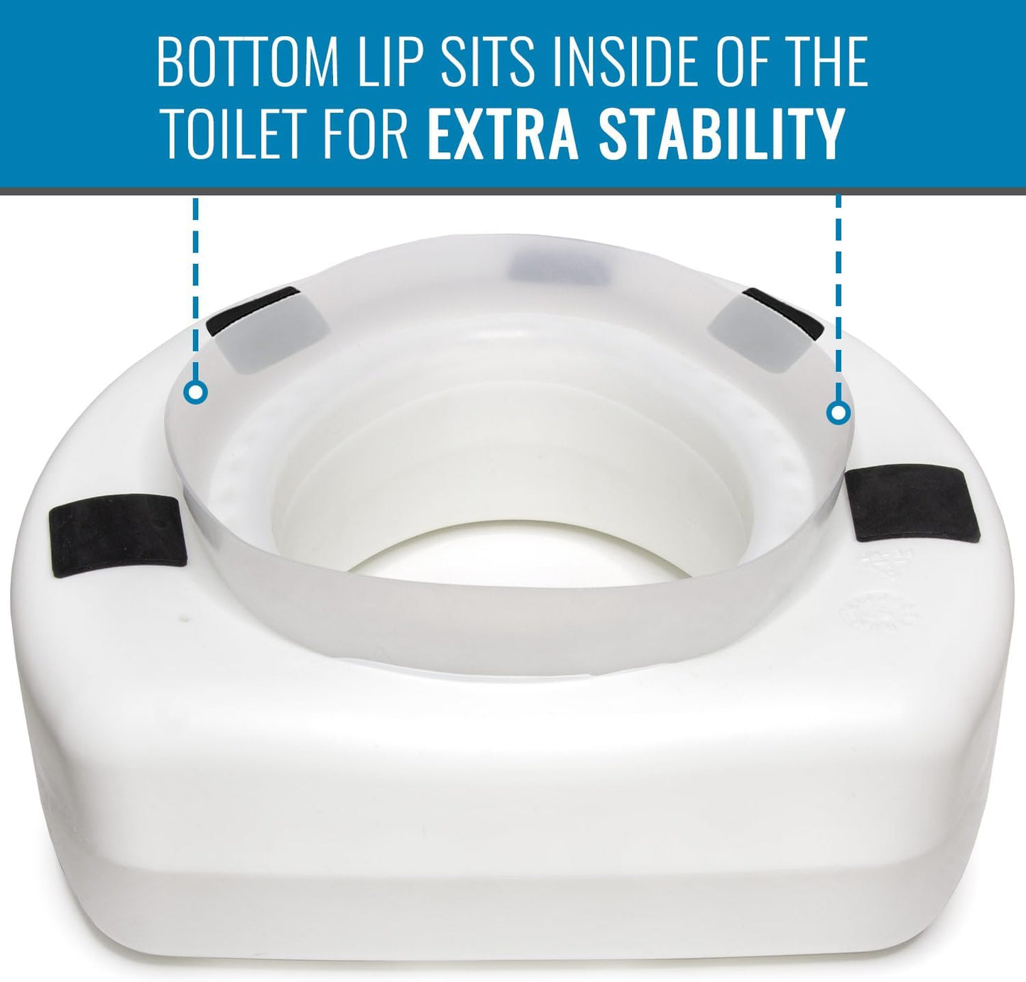 Healthsmart Enhanced Comfort 5" Raised (Round) Toilet Seat Riser | 3 Slip Resistant Pads | FSA/HSA Eligible | Toilet Seat Risers for Seniors | Padded Toilet Seat Elevation | 15.7 X 15.2 X 6.1