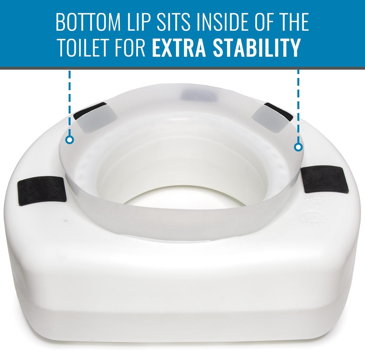 Healthsmart Enhanced Comfort 5" Raised (Round) Toilet Seat Riser | 3 Slip Resistant Pads | FSA/HSA Eligible | Toilet Seat Risers for Seniors | Padded Toilet Seat Elevation | 15.7 X 15.2 X 6.1