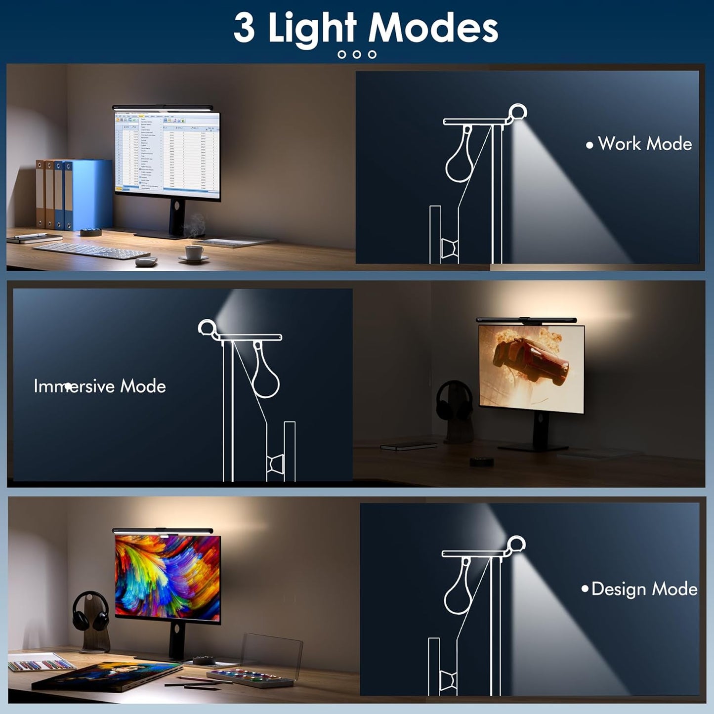 Quntis Computer Monitor Light Bar with Remote, Eye-Care Monitor Light Backlight Desk Lamp for Home Office Gaming, Stepless Dimming Brightness and Color Temperature, No Screen Glare, Gray