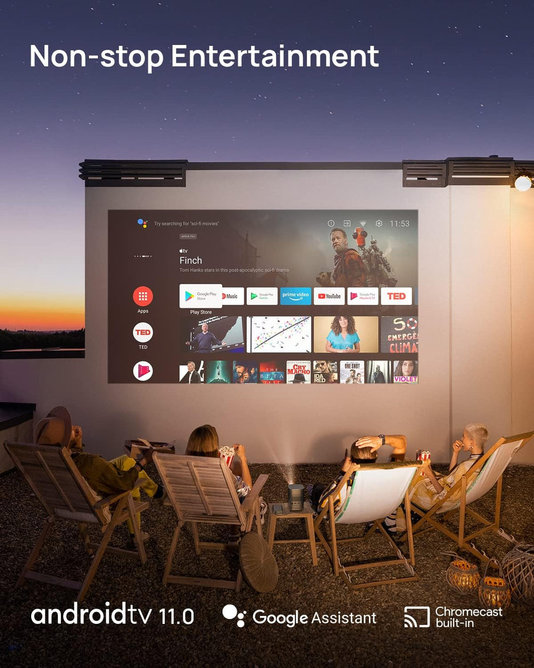 XGIMI Mogo 2 Pro 1080P Portable Projector, Mini Projector with Wifi and Bluetooth, Android TV 11.0, 400 ISO Lumens, 2X8W Speakers, Supports 4K, Auto Focus, Object Avoidance, and Screen Adaption