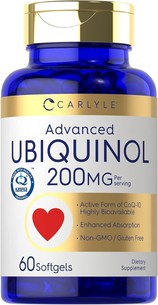 Carlyle Ubiquinol 200Mg | 60 Softgels | Coq10 Supplement | Highly Bioavailable | Non-Gmo, Gluten Free