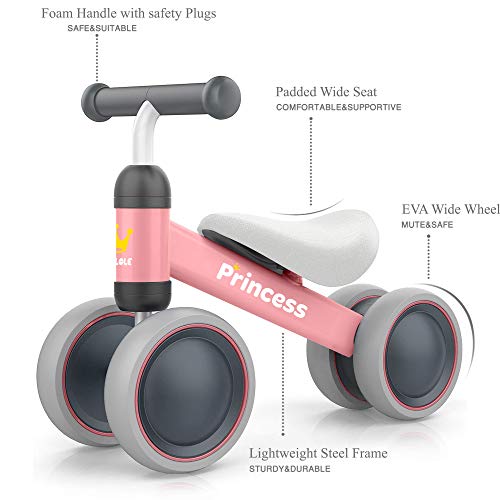 Bicicleta de equilibrio BEKILOLE Princess 4 ruedas con luces LED para bebe