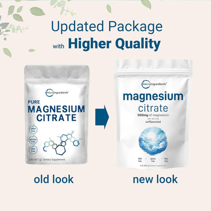 Pure Magnesium Citrate Powder (Citrato De Magnesio En Polvo), 2 Pounds (32 Ounce), Pure and Filler Free, Relaxation and Nutrient Utilization, Vegan