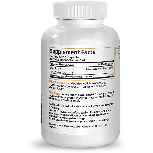 Bronson Vitamina K2 MK-7 + D3 120 Cápsulas | Non-GMO