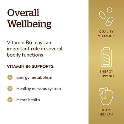 Vitamina B6 Solgar 100 mg - Suplemento dietetico 100 tabletas