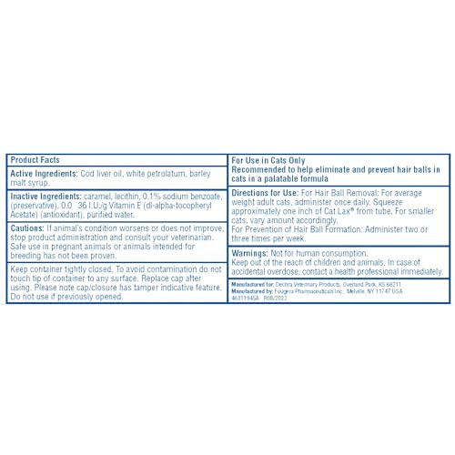 Pasta laxante Dechra Cat Lax gatos eliminacion bolas de pelo 2 oz