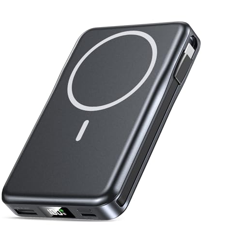 Aobbow Power Bank Magnético 10000 mAh 20W con cable integrado y carga rápida