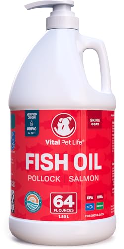 Aceite de pescado Vital Pet Life perros salmon y abadejo 64 oz