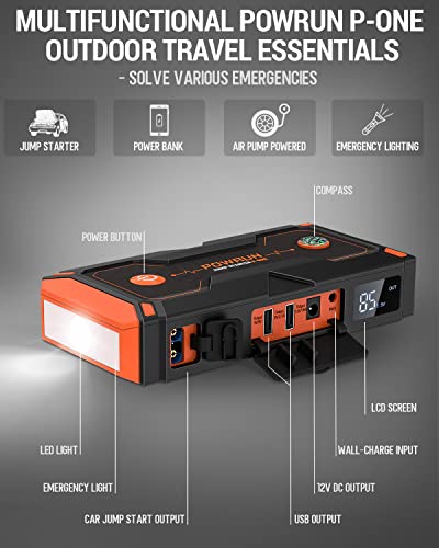 Arrancador de Bateria Powrun P-One 2000A Portatil 12V
