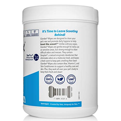 Vetnique Glandex 75 Toallitas higienicas perros y gatos con aloe y vitamina E