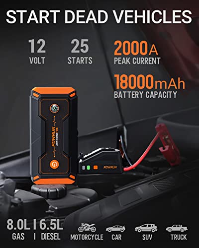 Arrancador de Bateria Powrun P-One 2000A Portatil 12V