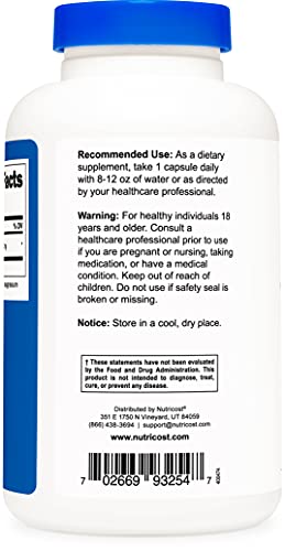 L-Fenilalanina Nutricost 500 mg - 180 capsulas vegetales