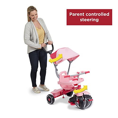 Triciclo Radio Flyer 4 en 1 con manija y techo para niños