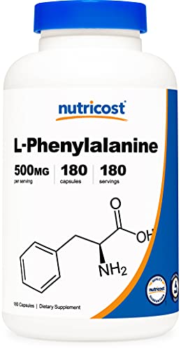 L-Fenilalanina Nutricost 500 mg - 180 capsulas vegetales