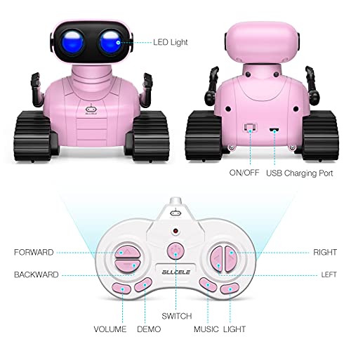 Robot Interactivo ALLCELE Rc Rosa con Luces y Musica
