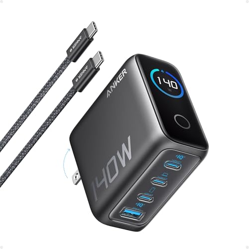 Anker cargador GaN 140W con 4 puertos USB-C y USB-A