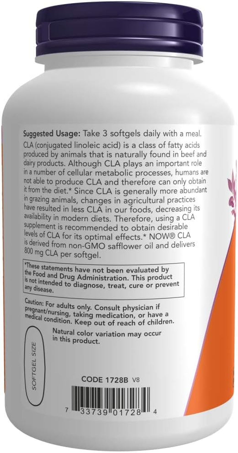 NOW Foods Supplements, CLA (Conjugated Linoleic Acid) 800 Mg, Nutritional Oil, 180 Softgels