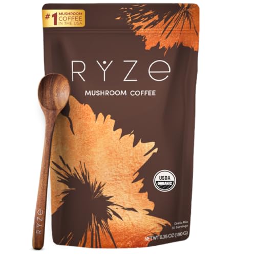 Café de Hongos RYZE – 6 hongos adaptogénicos + MCT (café instantáneo)