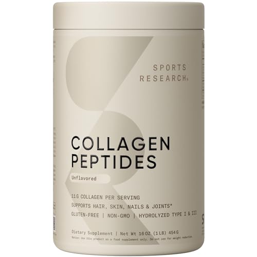 Sports Research Collagen Peptides 16 oz | Polvo Colágeno Tipo 1 & 3