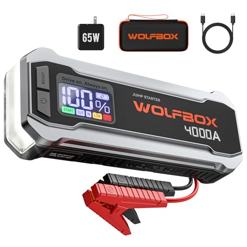 Arrancador de Bateria Wolfbox 4000A 12V con Cargador Rapido