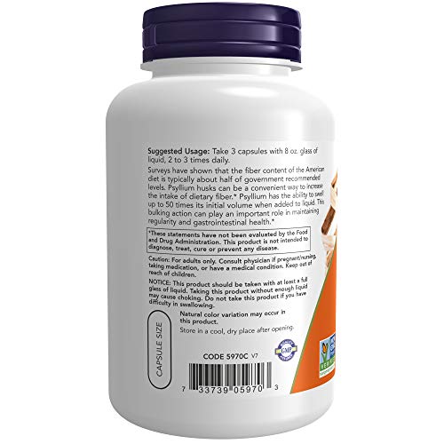 Psyllium Husk 500 mg NOW Foods 200 capsulas vegetales