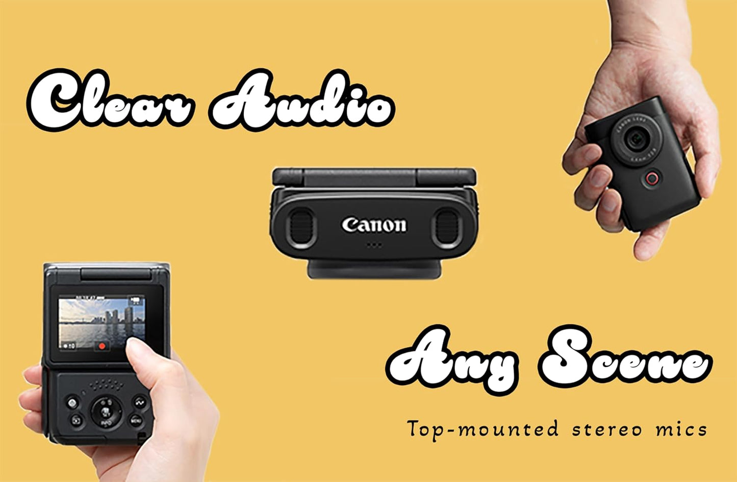 Canon Powershot V10 Camera, Content Creator Compact Vlogging Camera, Fixed 19Mm Wide-Angle Lens, 4K Video, Face Detection, Built-In Microphone, Live Streaming, Built-In Stand, Black